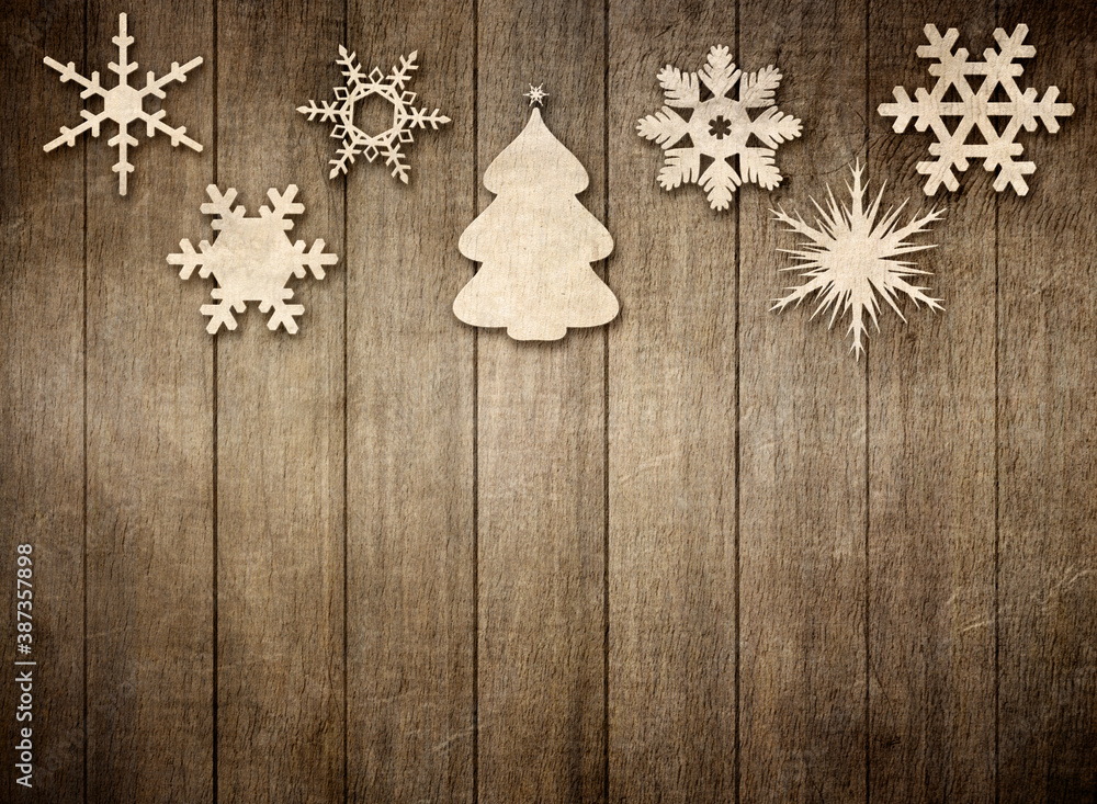 Wooden wall texture with New Year's motive 3D illustration. Wooden wall texture with New Year's motive 3D illustration.