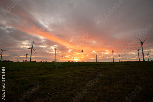 Sonnenaufgang im Windpark 2