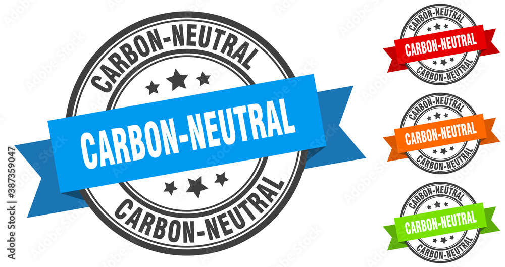 carbon-neutral stamp. round band sign set. label carbon-neutral stamp. round band sign set. label