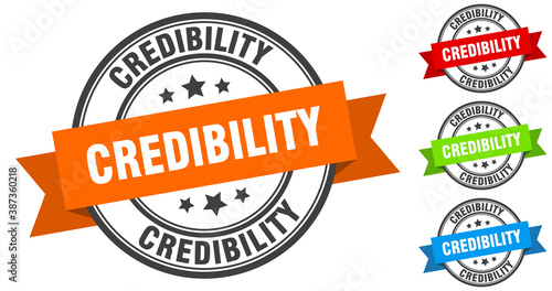 credibility stamp. round band sign set. label