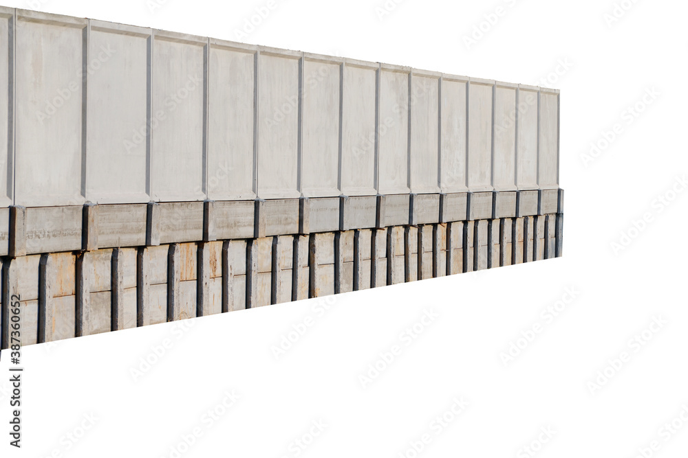 Large Concrete fence isolated on white background. Large Concrete fence isolated on white background.