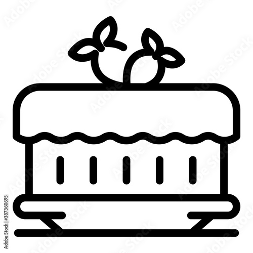 Strawberry cream cake icon. Outline strawberry cream cake vector icon for web design isolated on white background