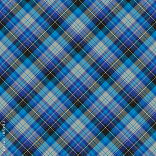Seamless pattern in gray, black and blue colors for plaid, fabric, textile, clothes, tablecloth and other things. Vector image. 2