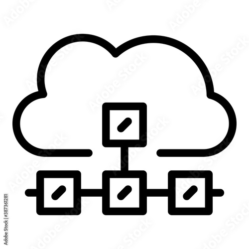 Network data cloud icon. Outline network data cloud vector icon for web design isolated on white background