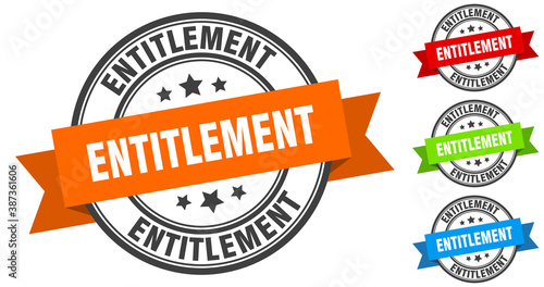 entitlement stamp. round band sign set. label