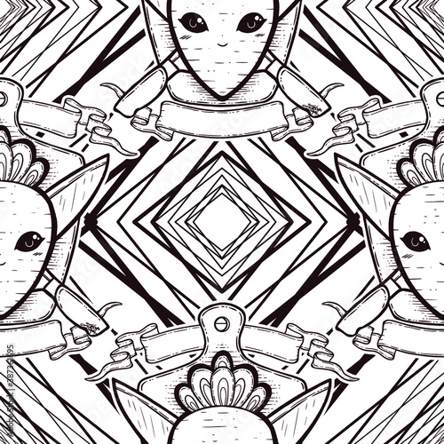 Root Vegetable Coat and Arms Vector Seamless Surface Pattern Design