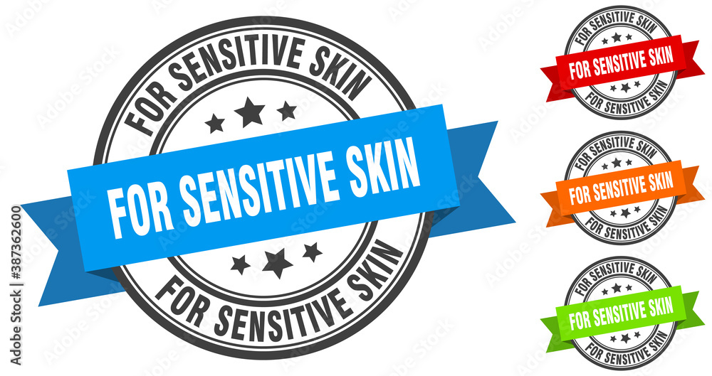 for sensitive skin stamp. round band sign set. label for sensitive skin stamp. round band sign set. label