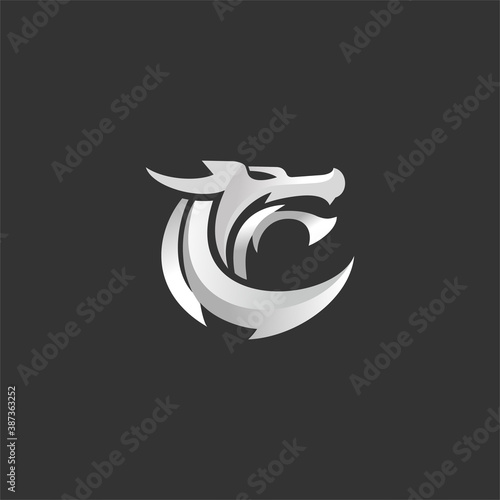 dragon logo luxury vector on a black background