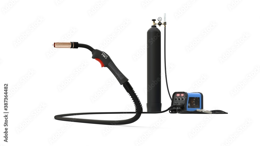 metal inert gas (MIG) welding equipment isolated on white background