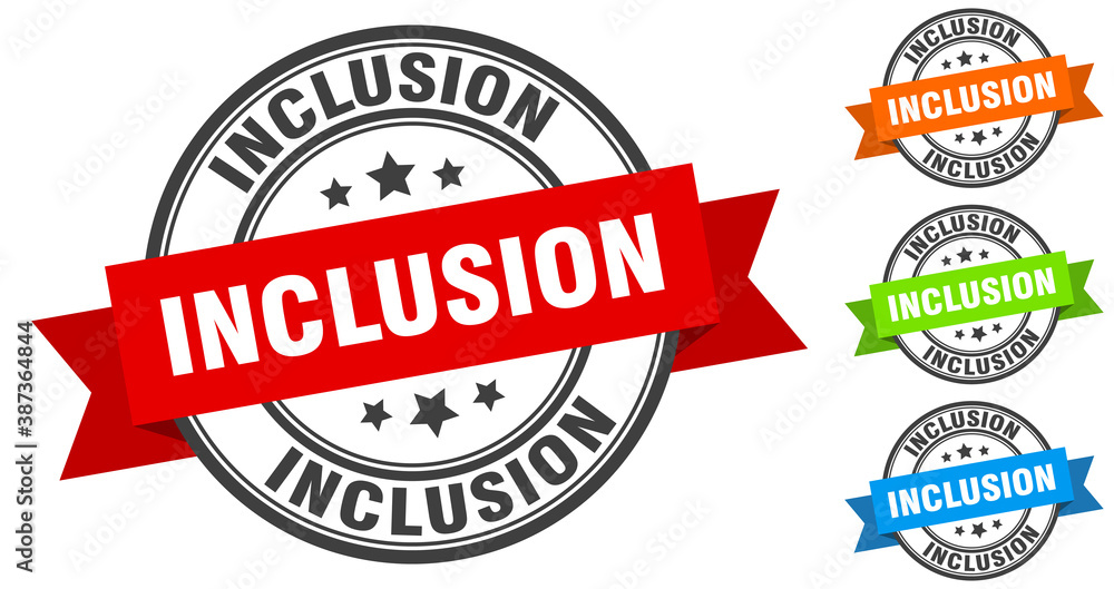 inclusion stamp. round band sign set. label