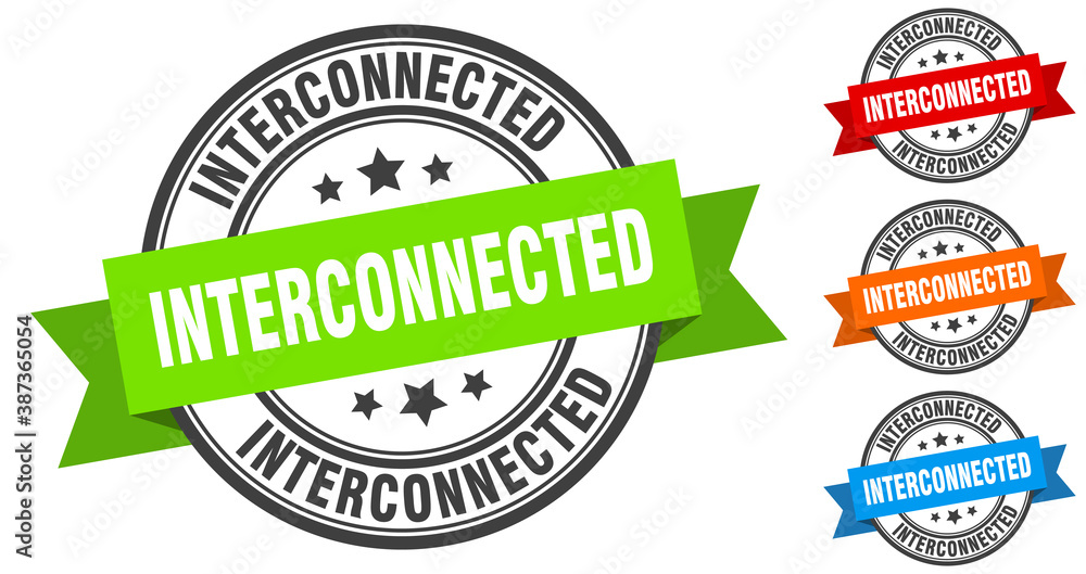 Obraz premium interconnected stamp. round band sign set. label