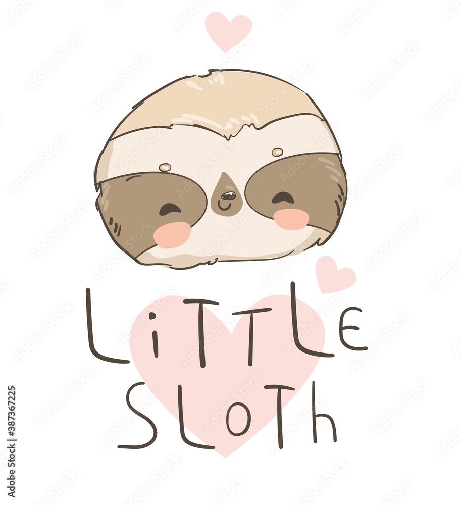 Hand drawn cute animal sloth on the tree vector illustration Hand drawn cute animal sloth on the tree vector illustration