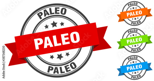 paleo stamp. round band sign set. label