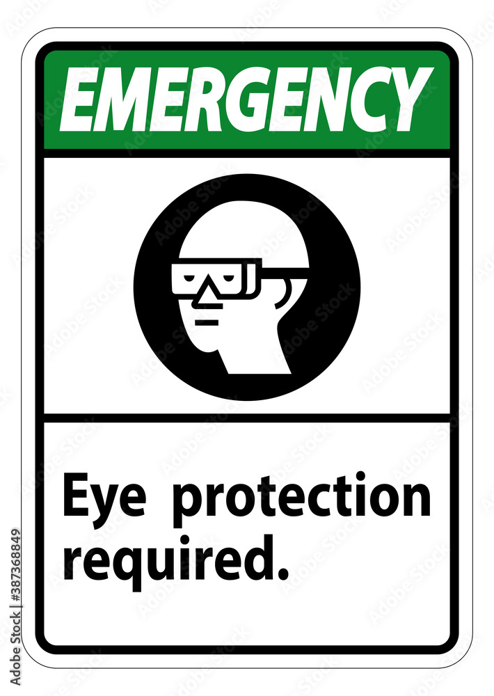 Emergency Sign Eye Protection Required Symbol Isolate on White Background Emergency Sign Eye Protection Required Symbol Isolate on White Background
