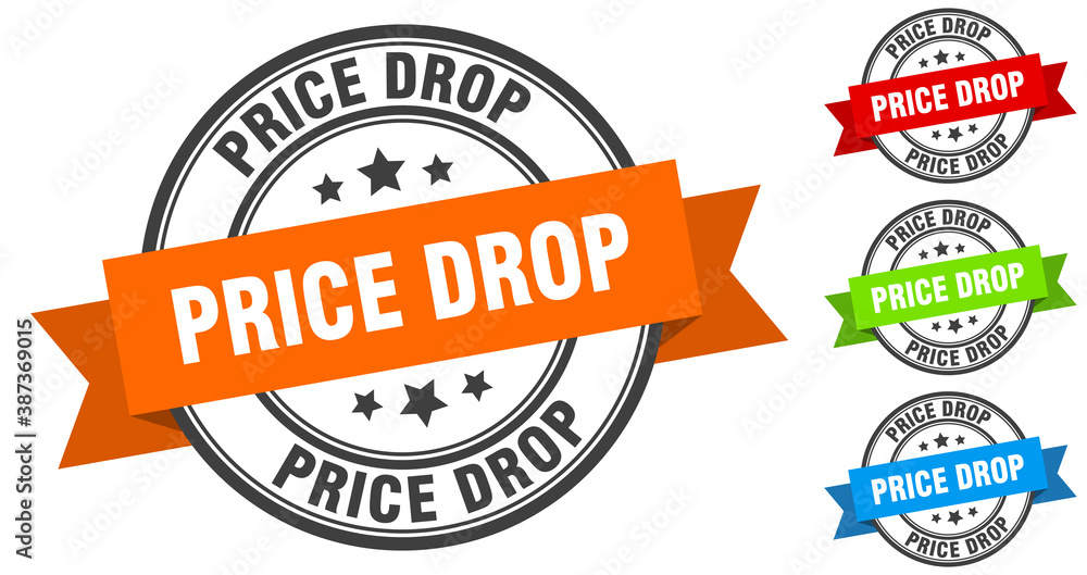 price drop stamp. round band sign set. label price drop stamp. round band sign set. label