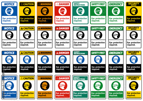 Eye Protection Required Symbol Sign Isolate on White Background