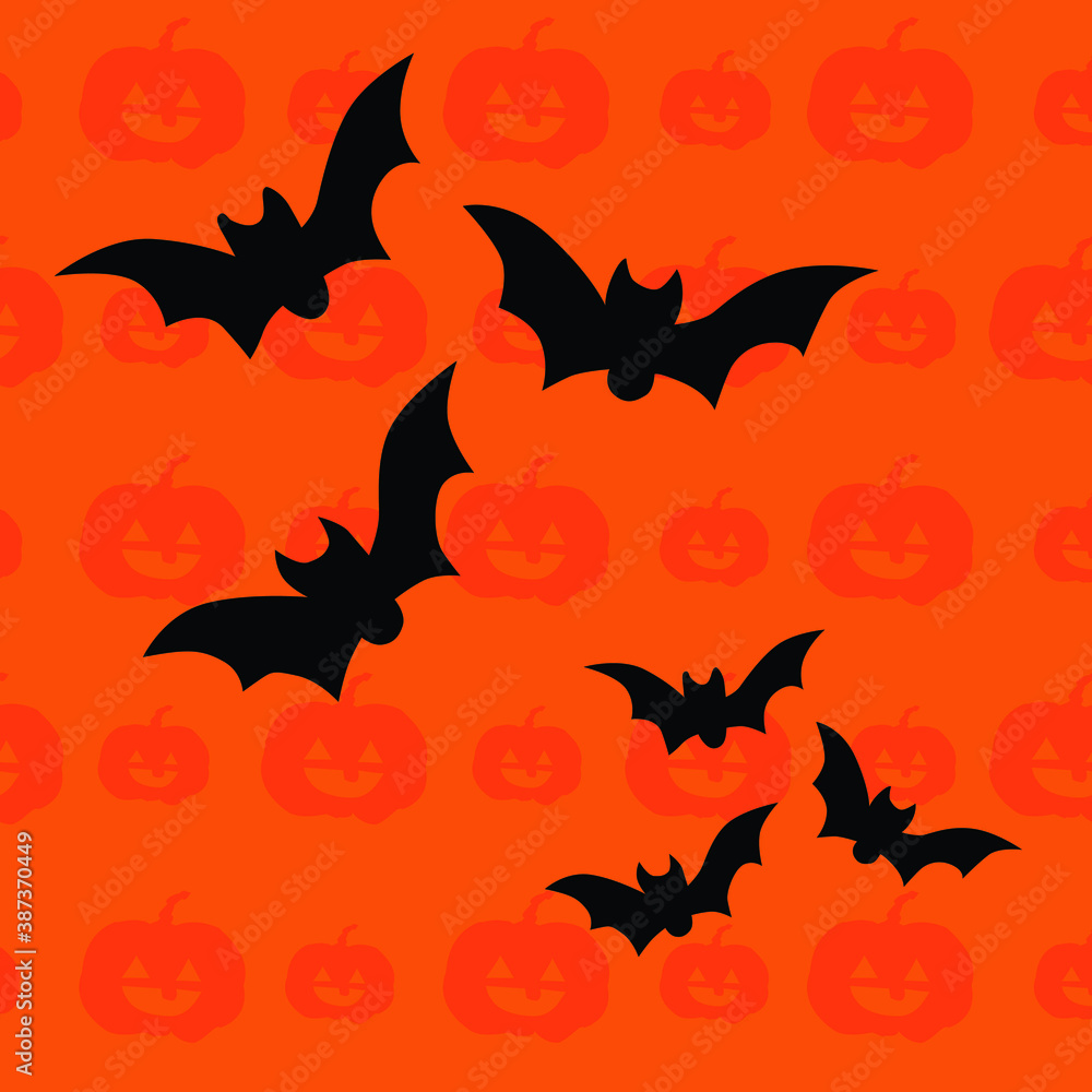Helloween vector. Bat and simple pattern