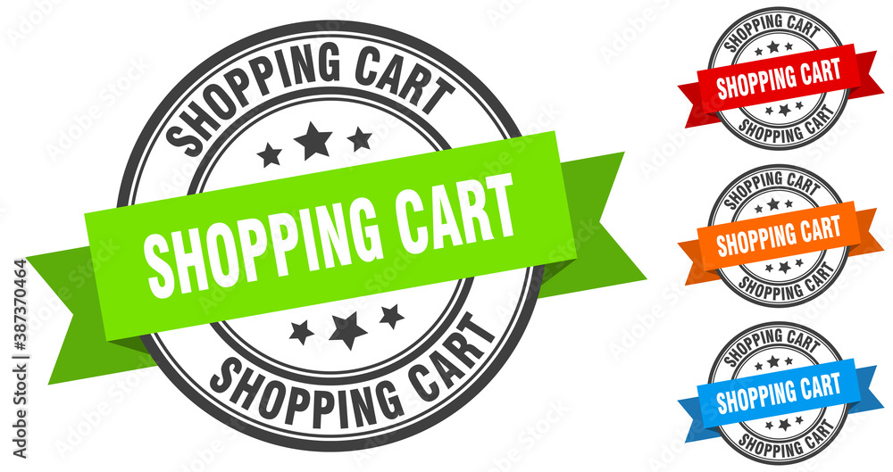 Obraz premium shopping cart stamp. round band sign set. label