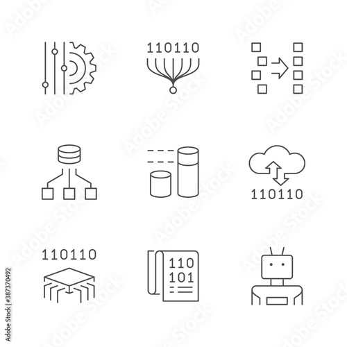 Set line icons of data analytics