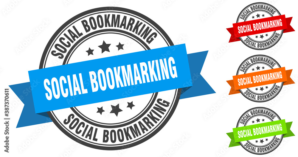 social bookmarking stamp. round band sign set. label social bookmarking stamp. round band sign set. label
