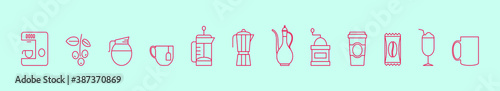 set of coffee element cartoon icon design template with various models. vector illustration isolated on blue background