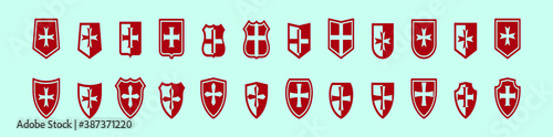 Set of templar knight cartoon icon design template with various models. vector illustration isolated on blue background