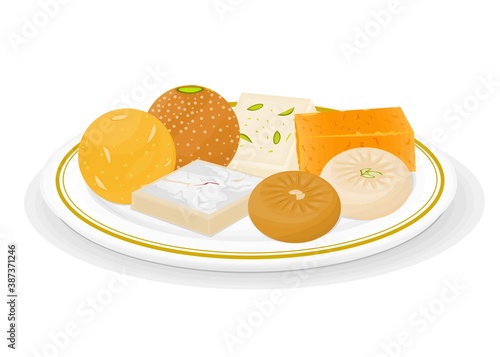 Indian Sweets or Mithai Like Laddu,Kaju katli,Barfi,Sandesh,mysore pak