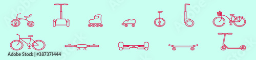 set of transportation in thin line style design template with various models. vector illustration isolated on blue background