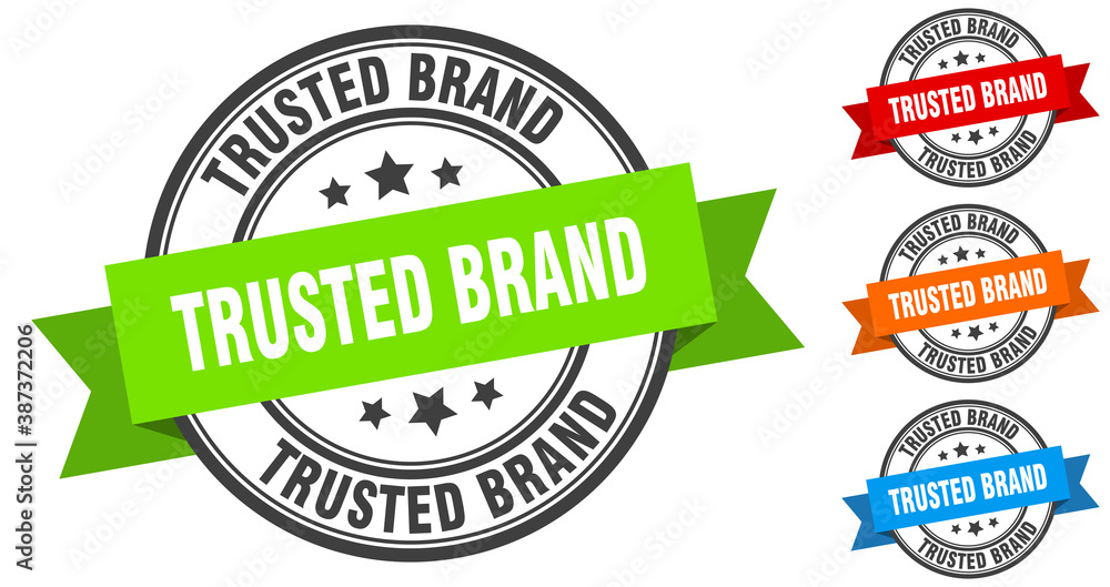 Obraz premium trusted brand stamp. round band sign set. label