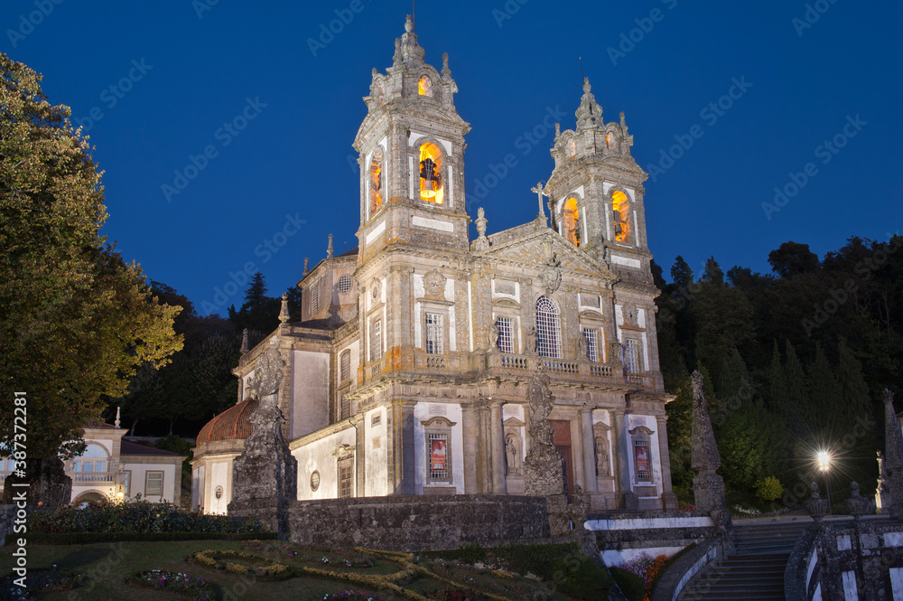Bom Jesus do Monte Sanctuary at night, Braga, Minho, Portugal