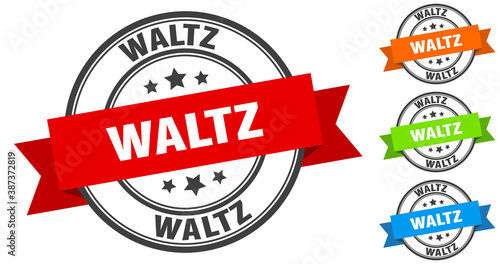 waltz stamp. round band sign set. label