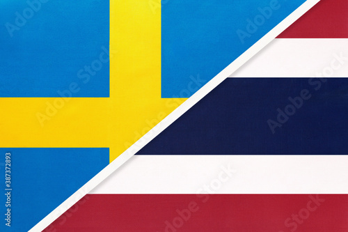 Sweden and Thailand or Siam, symbol of national flags from textile. © nikol85