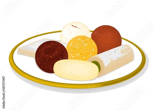 Indian Sweets or Mithai Like Laddu,Rasgulla,Kaju katli,Gulab jamun