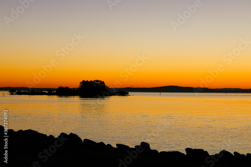 Sunset over the river