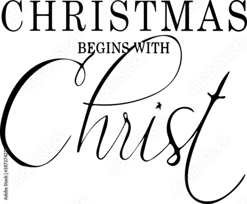 Christmas begins with Christ calligraphy lettering