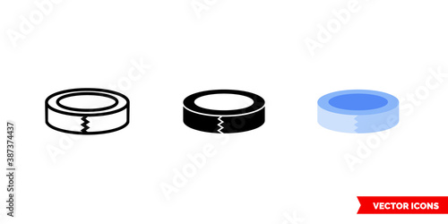 Scotch tape icon of 3 types color, black and white, outline. Isolated vector sign symbol.