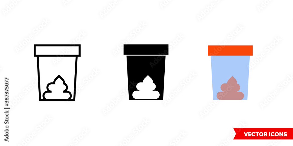 Stool analysis icon of 3 types color, black and white, outline ...