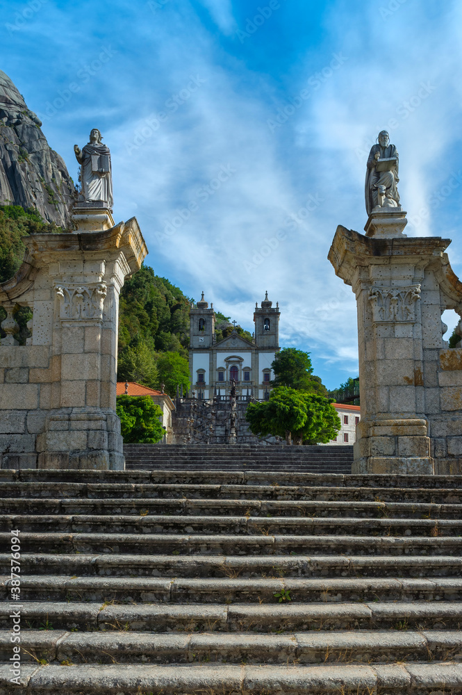 Nossa Senhora da Peneda Sanctuary and Virtue stairway, Peneda Geres National Park, Gaviera, Minho province, Portugal