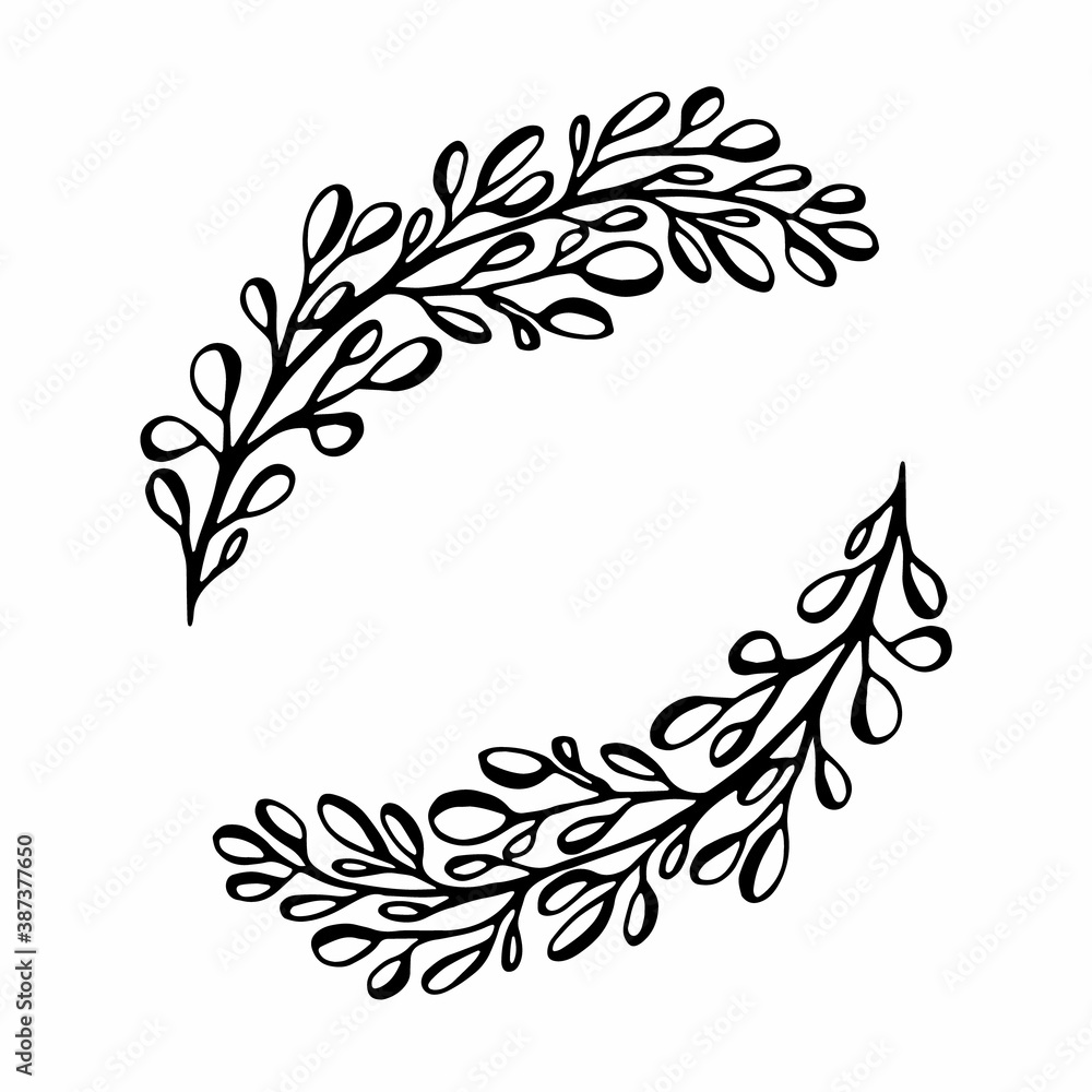 Obraz premium twig single vector illustration .contour handmade image