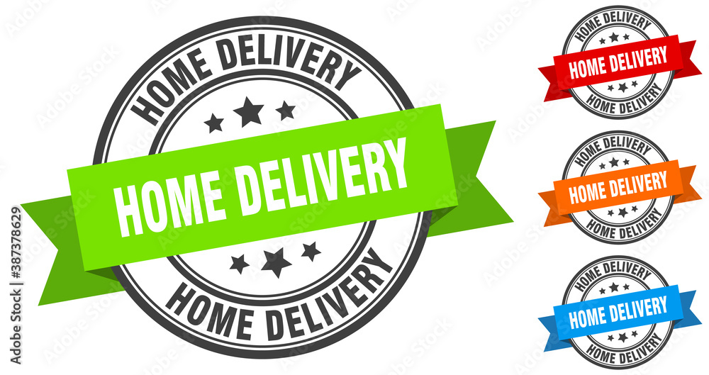home delivery stamp. round band sign set. label home delivery stamp. round band sign set. label