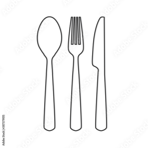 black cutlery set icon - vector illustration