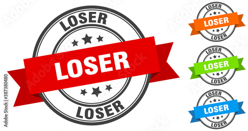 loser stamp. round band sign set. label