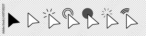 Pointer Set - Different Black Vector Illustration Set - Isolated On Transparent Background
