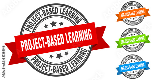 project-based learning stamp. round band sign set. label