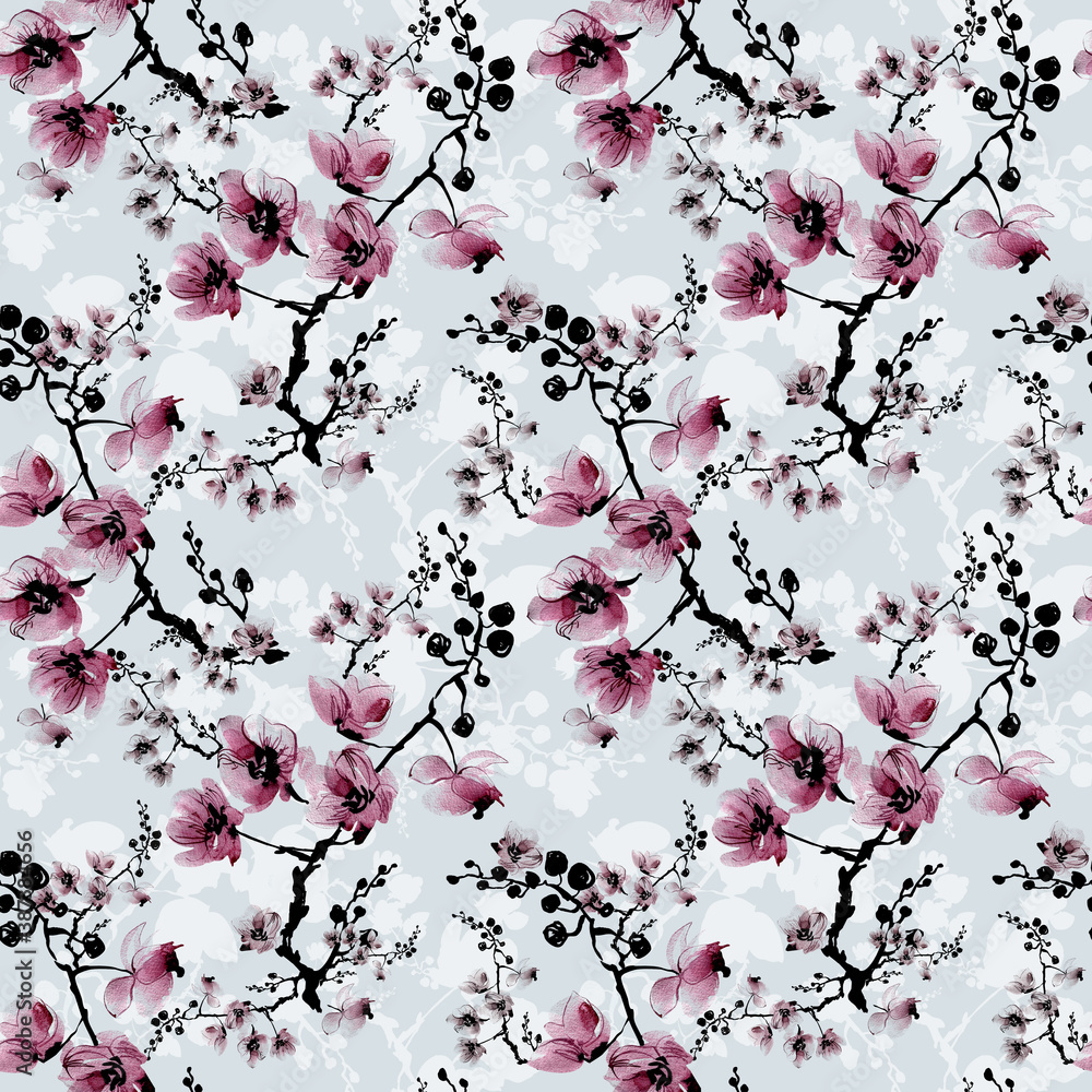 Seamless beautiful print of watercolor flowers Seamless beautiful print of watercolor flowers