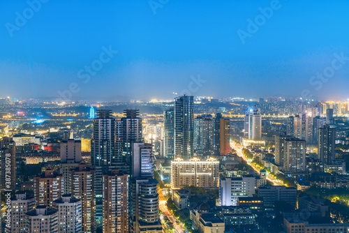 Night view city scenery Nanjing  Jiangsu  China