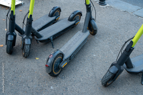 Electric readies to ride scooter bikes in Tbilisi