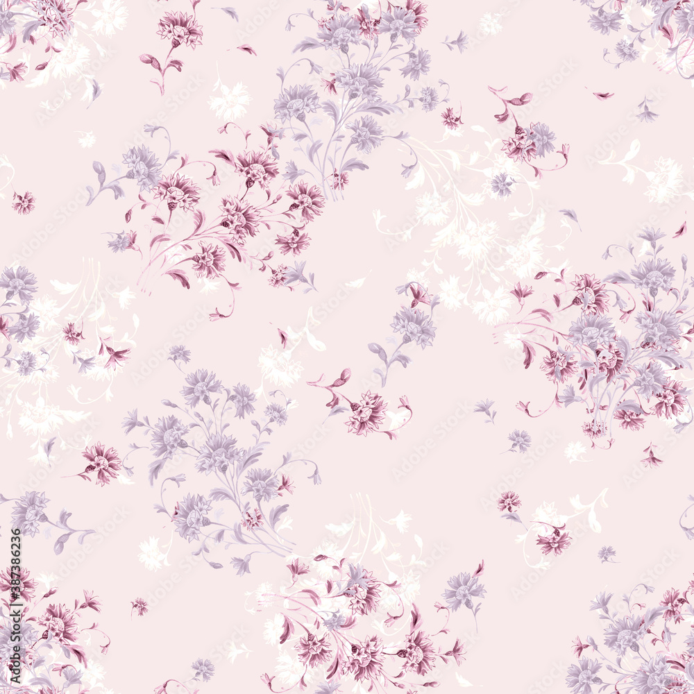  Abstract seamless pattern lovely flowers drawn on paper paints