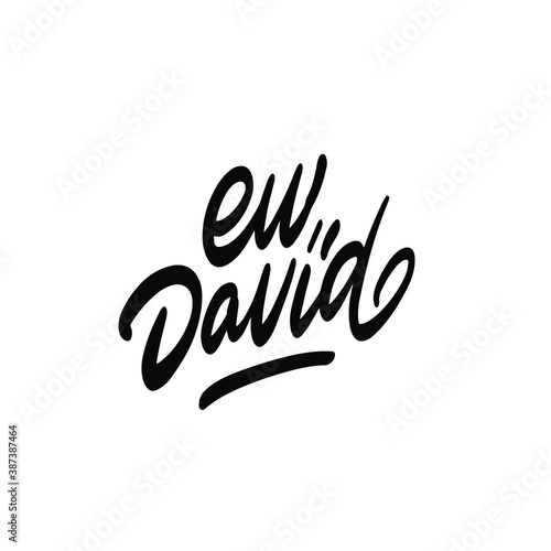 Male name - David. Handwritten Lettering. Black. Modern Calligraphy.