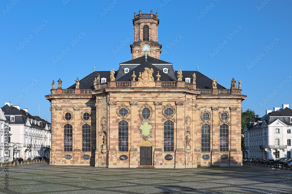 Ludwigskirche in Saarbrucken, Germany. The Lutheran baroque-style church was built in 1762-1775. It was named after Louis (Ludwig), Prince of Nassau-Saarbrucken.